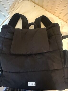 Wilo The Label Black Puffer Drawstring Backpack